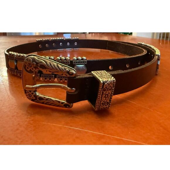 Albatros Brown Genuine Leather & Silver Belt Made In Italy Medium - Picture 3 of 9